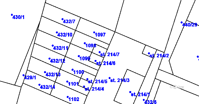 Parcela st. 214/7 v KÚ Křešice u Litoměřic, Katastrální mapa