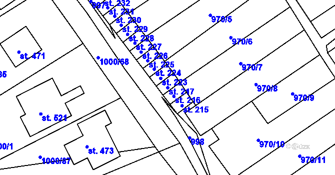 Parcela st. 217 v KÚ Křešice u Litoměřic, Katastrální mapa