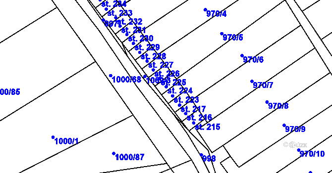 Parcela st. 224 v KÚ Křešice u Litoměřic, Katastrální mapa