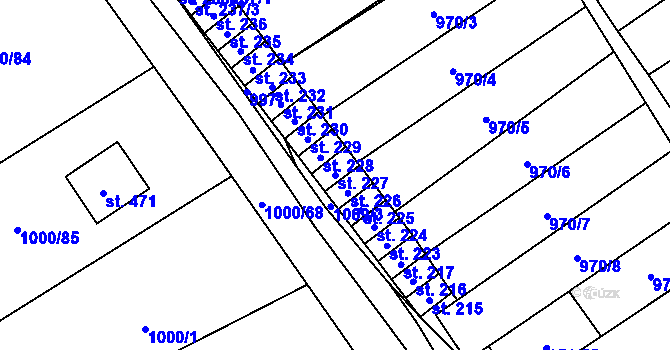 Parcela st. 227 v KÚ Křešice u Litoměřic, Katastrální mapa