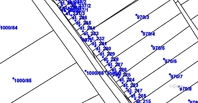 Parcela st. 229 v KÚ Křešice u Litoměřic, Katastrální mapa