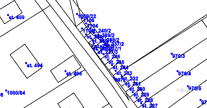Parcela st. 236 v KÚ Křešice u Litoměřic, Katastrální mapa