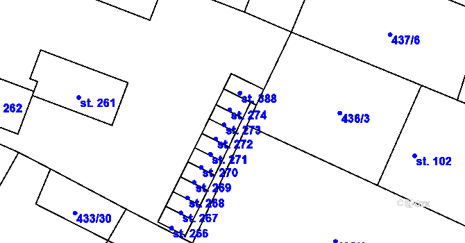 Parcela st. 275 v KÚ Křešice u Litoměřic, Katastrální mapa