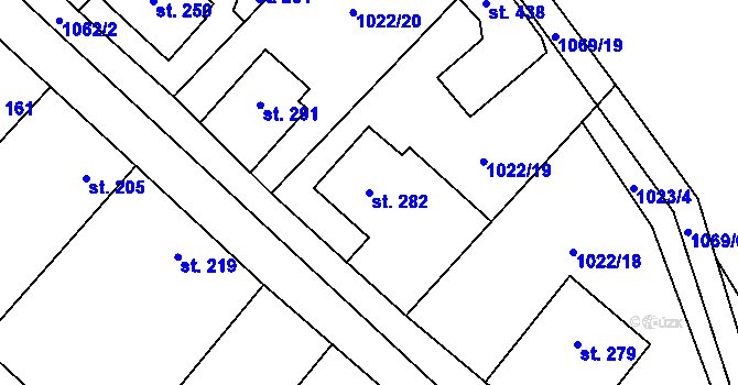 Parcela st. 282 v KÚ Křešice u Litoměřic, Katastrální mapa