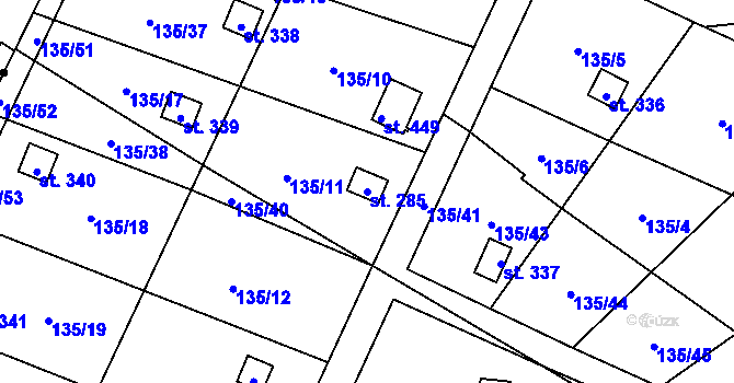 Parcela st. 285 v KÚ Křešice u Litoměřic, Katastrální mapa