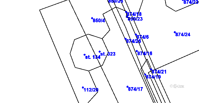 Parcela st. 323 v KÚ Křešice u Litoměřic, Katastrální mapa