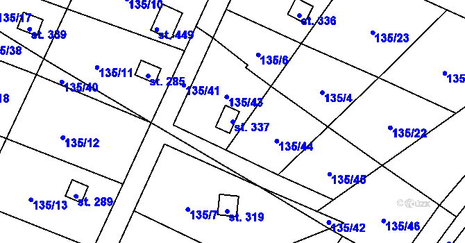 Parcela st. 337 v KÚ Křešice u Litoměřic, Katastrální mapa