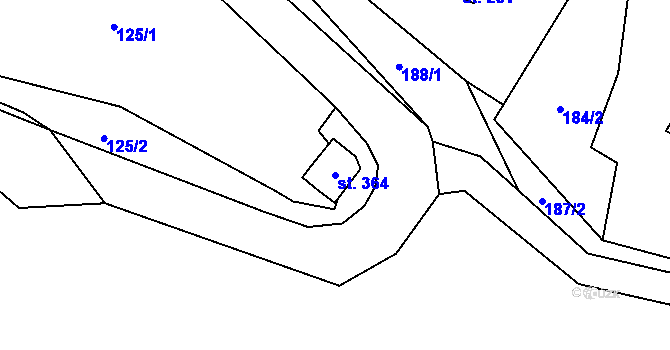 Parcela st. 364 v KÚ Křešice u Litoměřic, Katastrální mapa