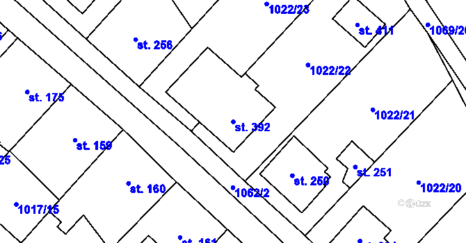 Parcela st. 392 v KÚ Křešice u Litoměřic, Katastrální mapa