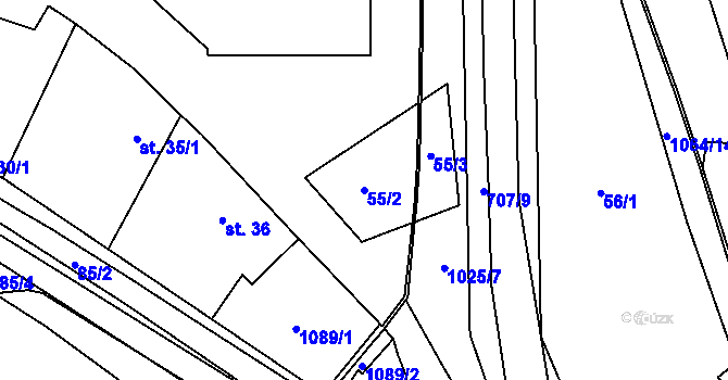 Parcela st. 55/2 v KÚ Křešice u Litoměřic, Katastrální mapa