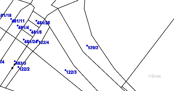 Parcela st. 129/2 v KÚ Křešice u Litoměřic, Katastrální mapa