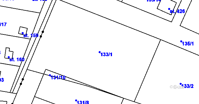 Parcela st. 133/1 v KÚ Křešice u Litoměřic, Katastrální mapa
