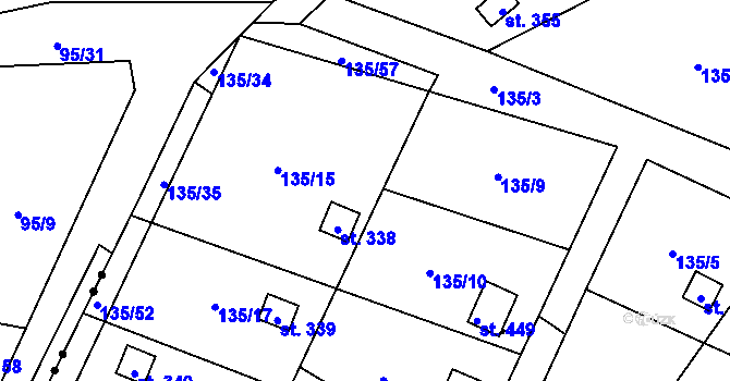 Parcela st. 135/16 v KÚ Křešice u Litoměřic, Katastrální mapa