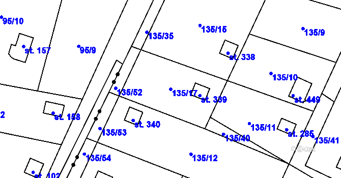Parcela st. 135/17 v KÚ Křešice u Litoměřic, Katastrální mapa