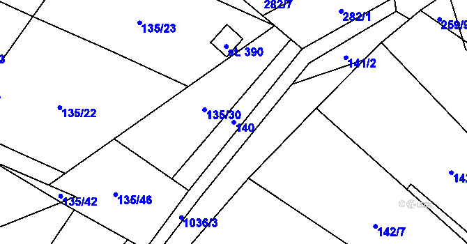 Parcela st. 140 v KÚ Křešice u Litoměřic, Katastrální mapa