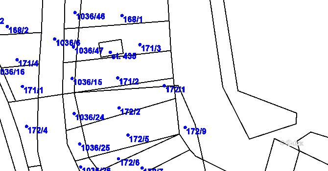 Parcela st. 172/1 v KÚ Křešice u Litoměřic, Katastrální mapa
