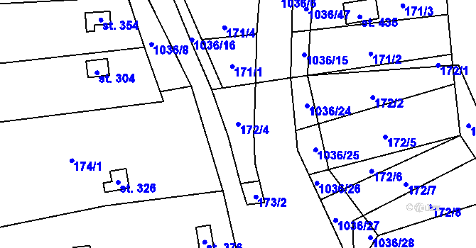 Parcela st. 172/4 v KÚ Křešice u Litoměřic, Katastrální mapa