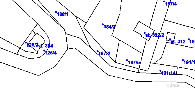 Parcela st. 187/2 v KÚ Křešice u Litoměřic, Katastrální mapa