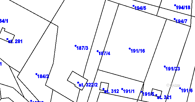 Parcela st. 187/4 v KÚ Křešice u Litoměřic, Katastrální mapa