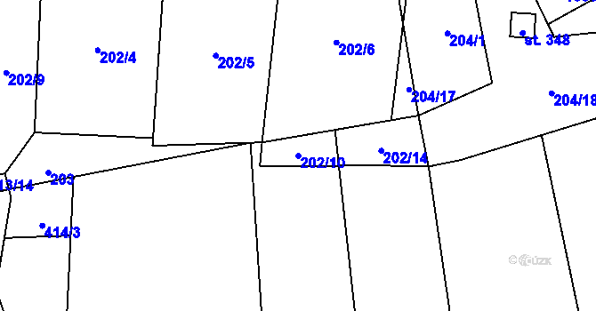 Parcela st. 202/10 v KÚ Křešice u Litoměřic, Katastrální mapa