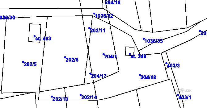 Parcela st. 204/1 v KÚ Křešice u Litoměřic, Katastrální mapa