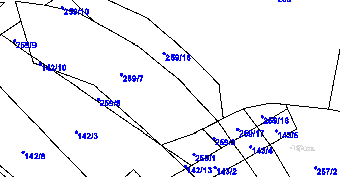 Parcela st. 259/6 v KÚ Křešice u Litoměřic, Katastrální mapa