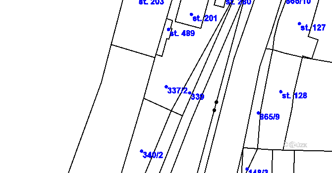 Parcela st. 337/2 v KÚ Křešice u Litoměřic, Katastrální mapa