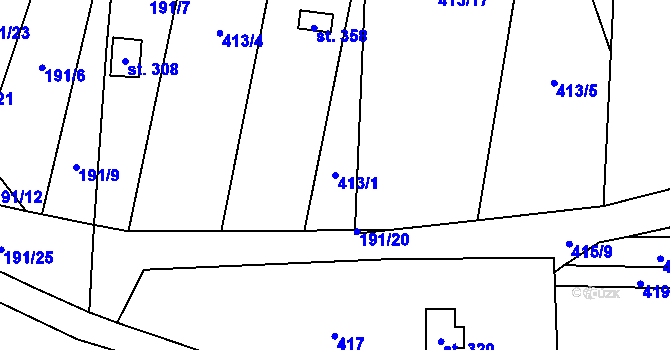 Parcela st. 413/1 v KÚ Křešice u Litoměřic, Katastrální mapa