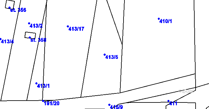 Parcela st. 413/5 v KÚ Křešice u Litoměřic, Katastrální mapa