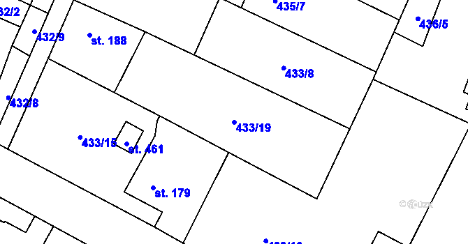 Parcela st. 433/19 v KÚ Křešice u Litoměřic, Katastrální mapa