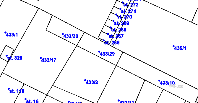 Parcela st. 433/29 v KÚ Křešice u Litoměřic, Katastrální mapa