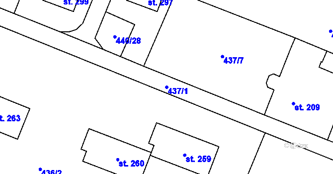 Parcela st. 437/1 v KÚ Křešice u Litoměřic, Katastrální mapa
