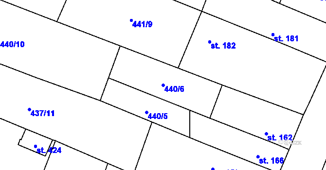Parcela st. 440/6 v KÚ Křešice u Litoměřic, Katastrální mapa