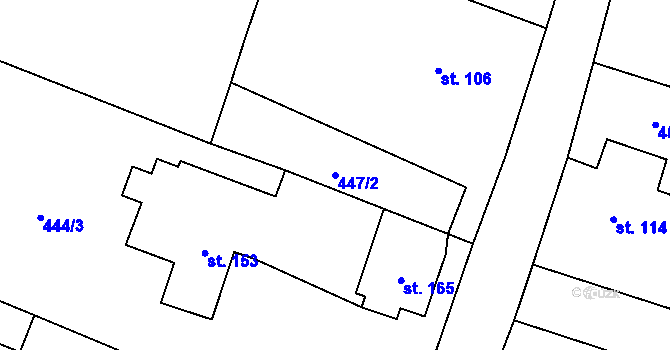 Parcela st. 447/2 v KÚ Křešice u Litoměřic, Katastrální mapa