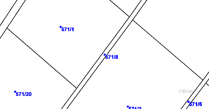 Parcela st. 571/8 v KÚ Křešice u Litoměřic, Katastrální mapa