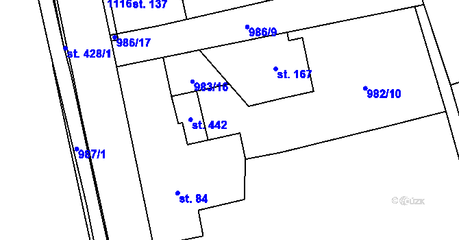 Parcela st. 983/15 v KÚ Křešice u Litoměřic, Katastrální mapa
