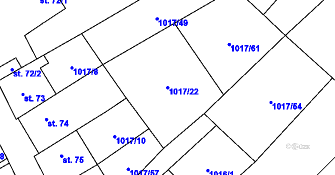 Parcela st. 1017/22 v KÚ Křešice u Litoměřic, Katastrální mapa