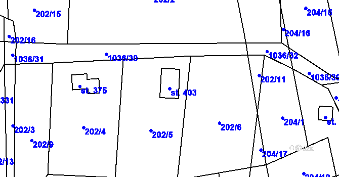 Parcela st. 403 v KÚ Křešice u Litoměřic, Katastrální mapa