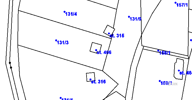 Parcela st. 406 v KÚ Křešice u Litoměřic, Katastrální mapa