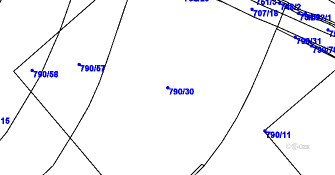 Parcela st. 790/30 v KÚ Křešice u Litoměřic, Katastrální mapa