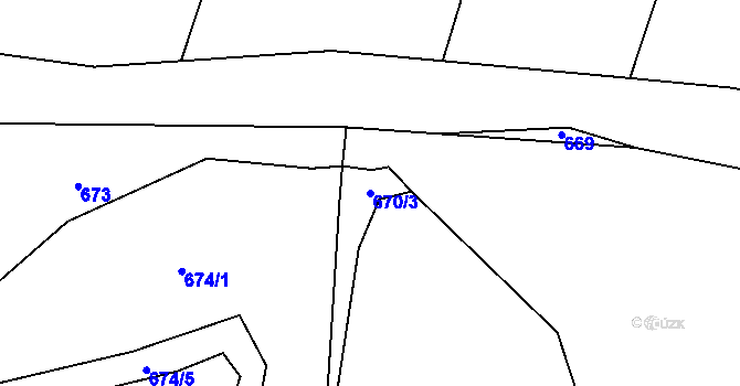 Parcela st. 670/3 v KÚ Křešice u Litoměřic, Katastrální mapa