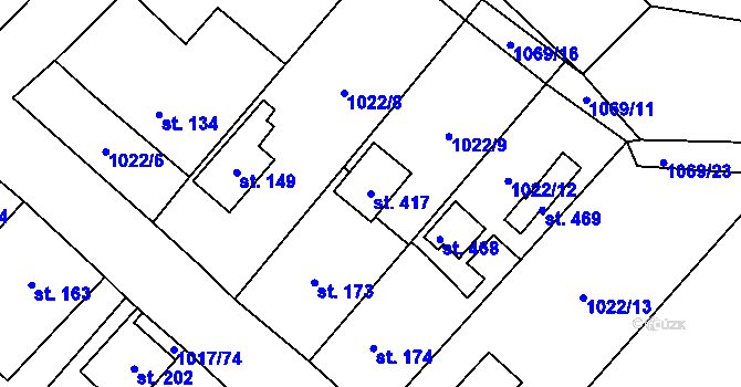 Parcela st. 417 v KÚ Křešice u Litoměřic, Katastrální mapa