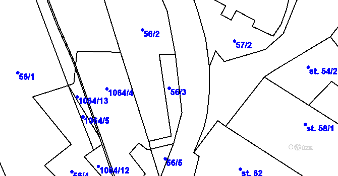 Parcela st. 56/3 v KÚ Křešice u Litoměřic, Katastrální mapa