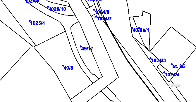 Parcela st. 707/7 v KÚ Křešice u Litoměřic, Katastrální mapa