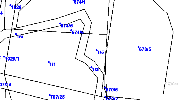 Parcela st. 1/5 v KÚ Křešice u Litoměřic, Katastrální mapa
