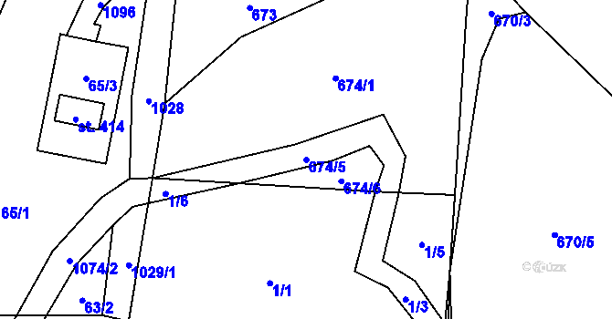 Parcela st. 674/5 v KÚ Křešice u Litoměřic, Katastrální mapa