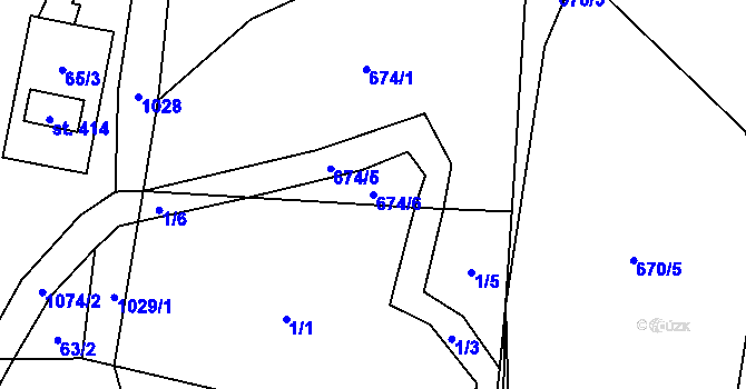 Parcela st. 674/6 v KÚ Křešice u Litoměřic, Katastrální mapa