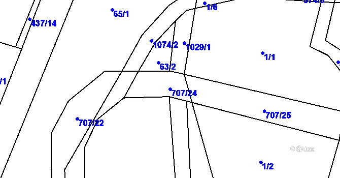 Parcela st. 707/24 v KÚ Křešice u Litoměřic, Katastrální mapa