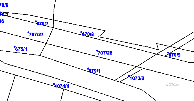 Parcela st. 707/28 v KÚ Křešice u Litoměřic, Katastrální mapa