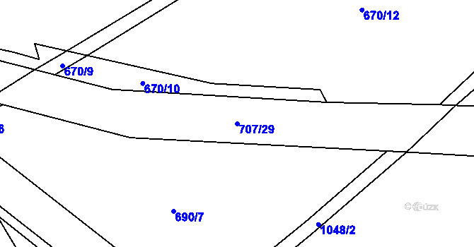 Parcela st. 707/29 v KÚ Křešice u Litoměřic, Katastrální mapa